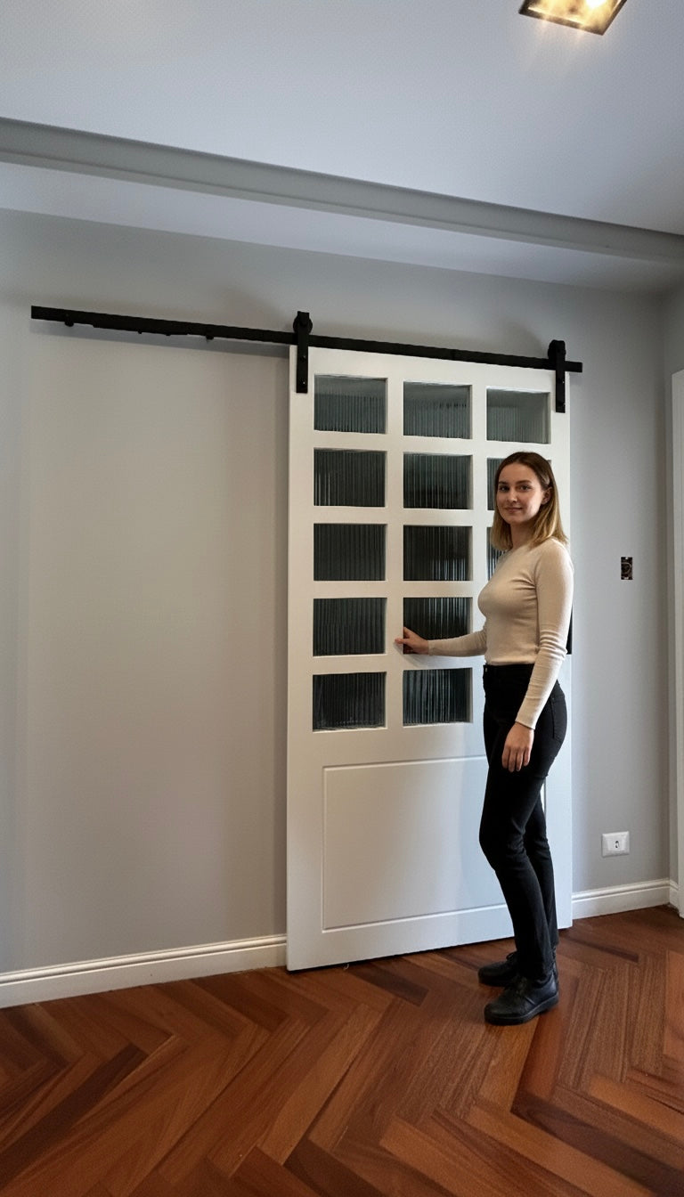 The Lattice Fluted Glass Sliding Door