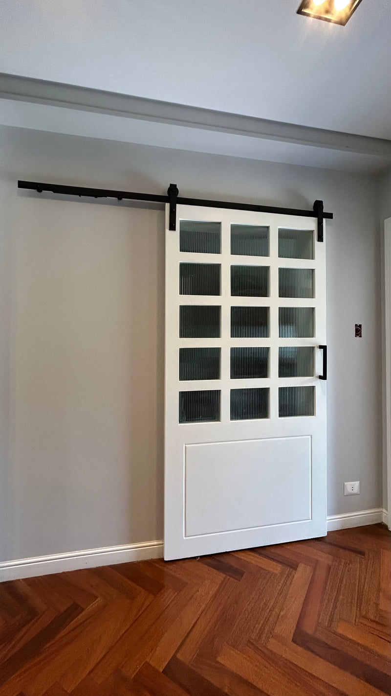 The Lattice Fluted Glass Sliding Door