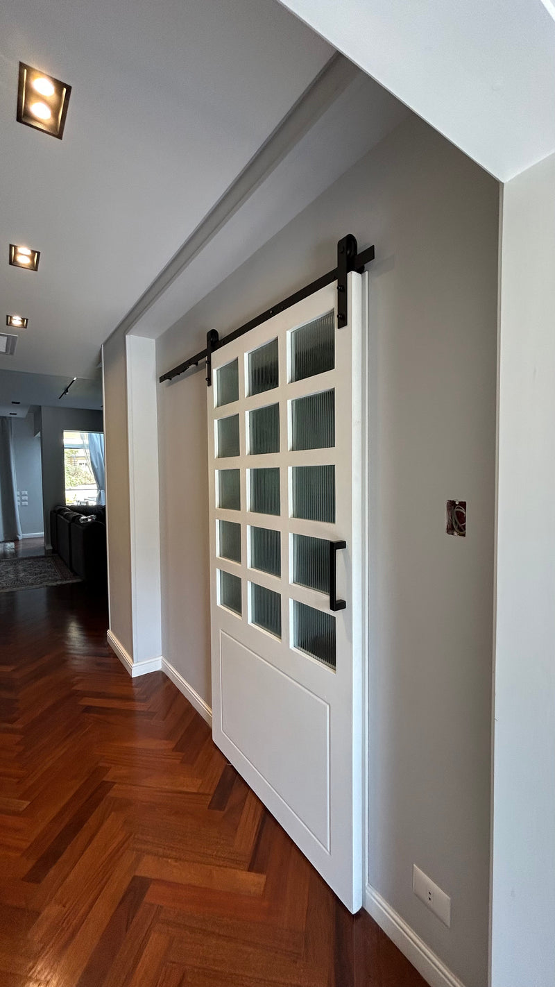 The Lattice Fluted Glass Sliding Door